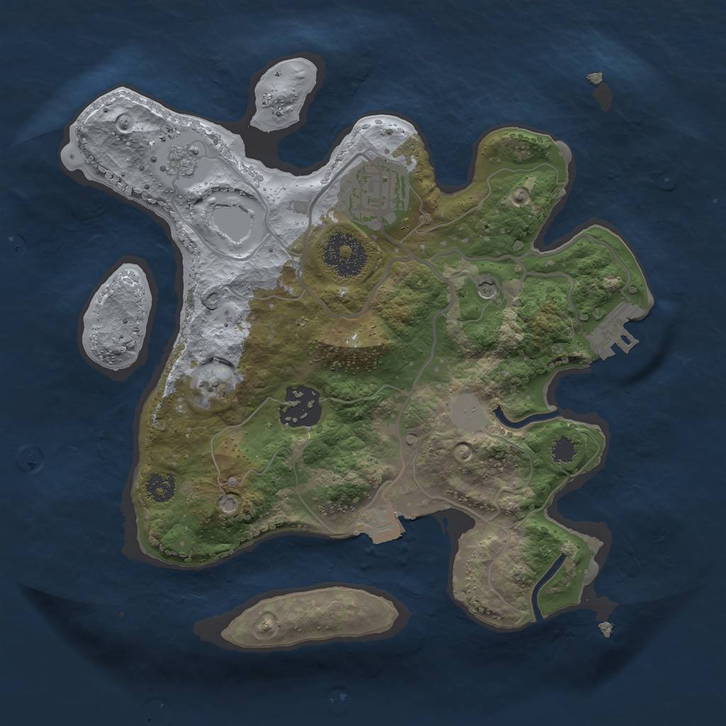 Rust Map: Procedural Map, Size: 2500, Seed: 1016300255, 8 Monuments