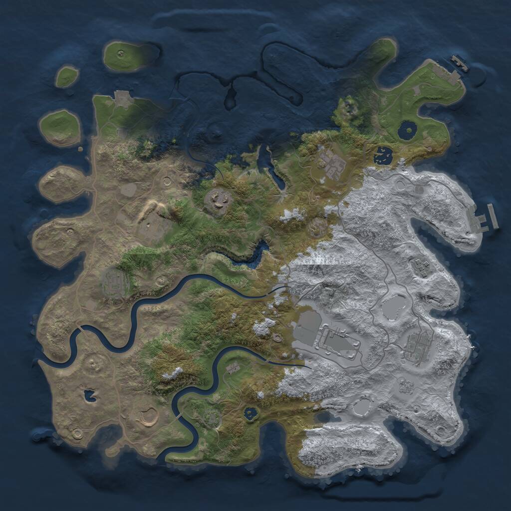 Rust Map: Procedural Map, Size: 4000, Seed: 1569763910, 15 Monuments