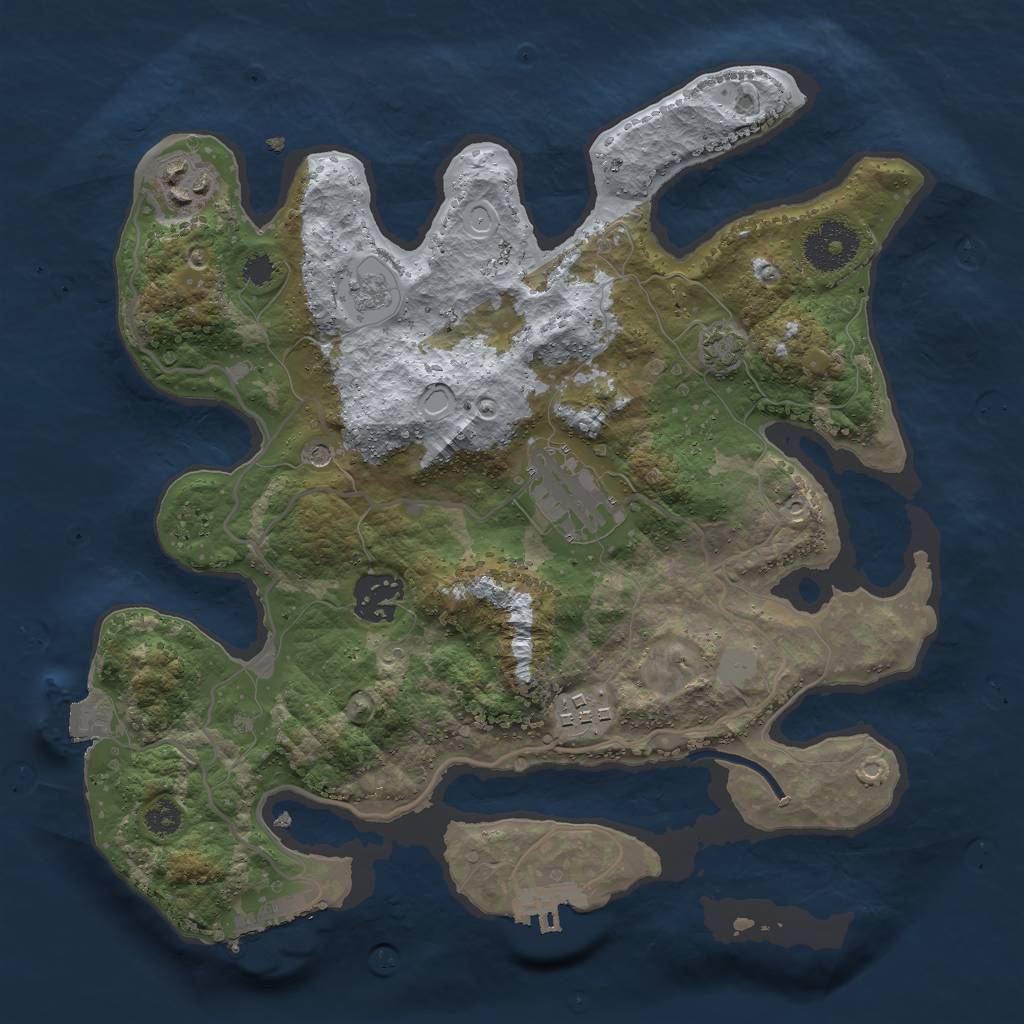 Rust Map: Procedural Map, Size: 3000, Seed: 2465502, 12 Monuments