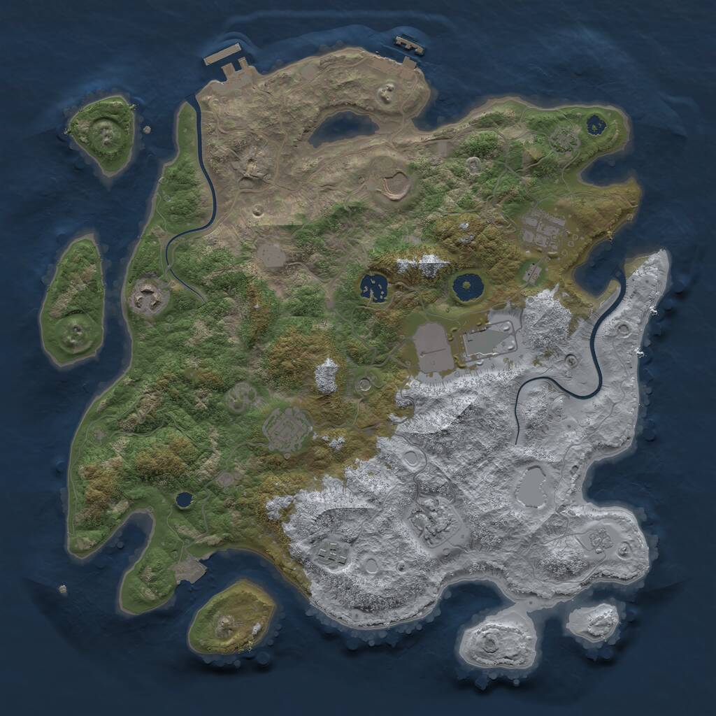 Rust Map: Procedural Map, Size: 3750, Seed: 498084, 14 Monuments