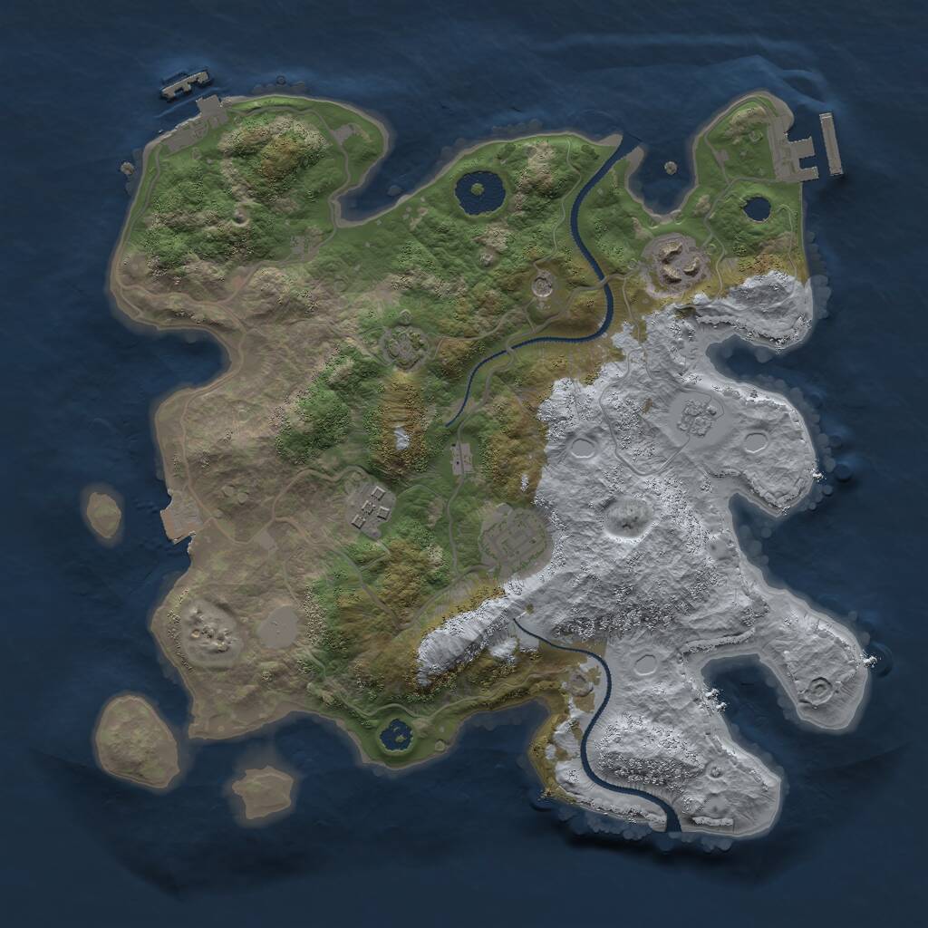 Rust Map: Procedural Map, Size: 3000, Seed: 2462097, 9 Monuments