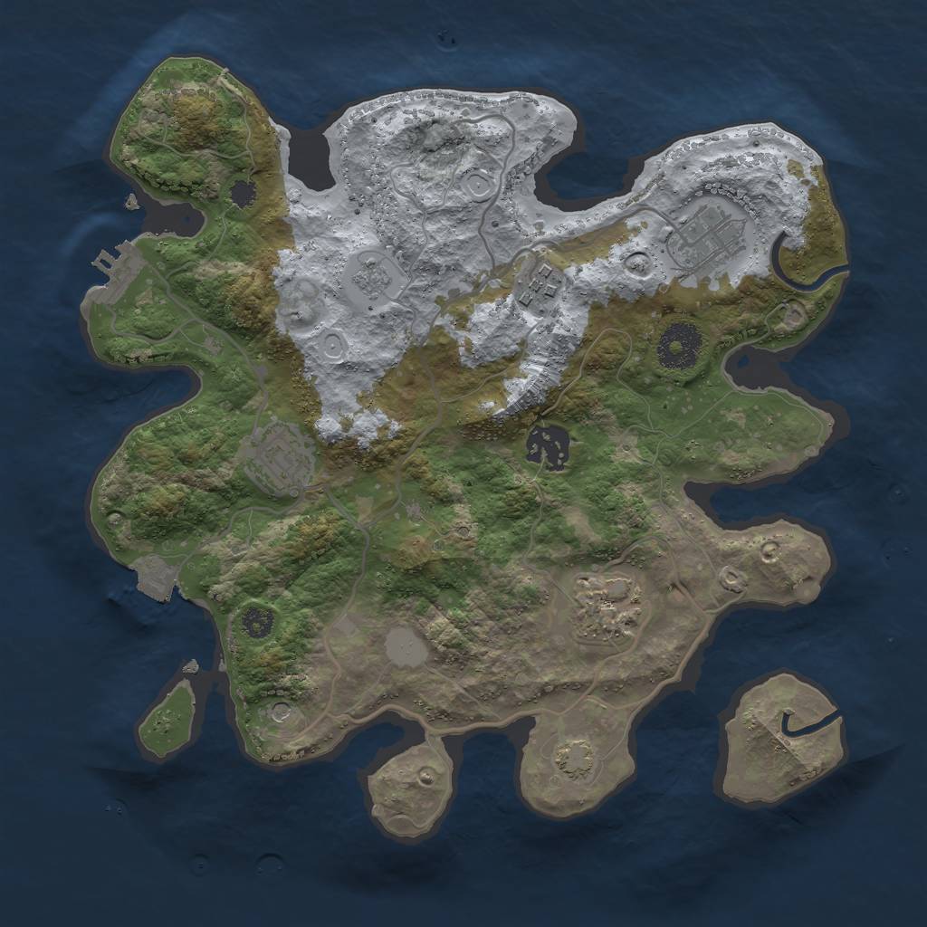 Rust Map: Procedural Map, Size: 3000, Seed: 14748, 12 Monuments