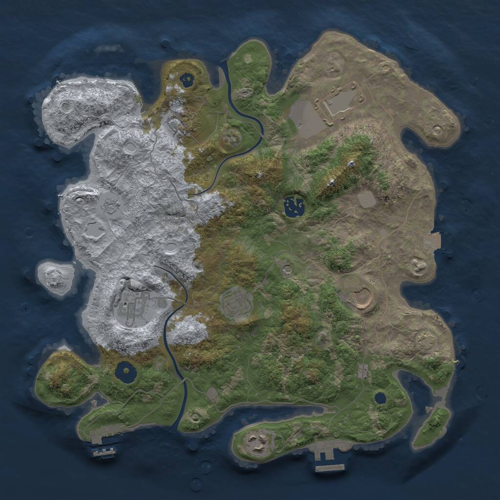 Rust Map: Procedural Map, Size: 3500, Seed: 129504883, 13 Monuments