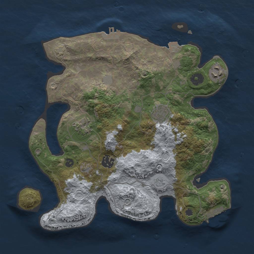 Rust Map: Procedural Map, Size: 3000, Seed: 49133, 12 Monuments