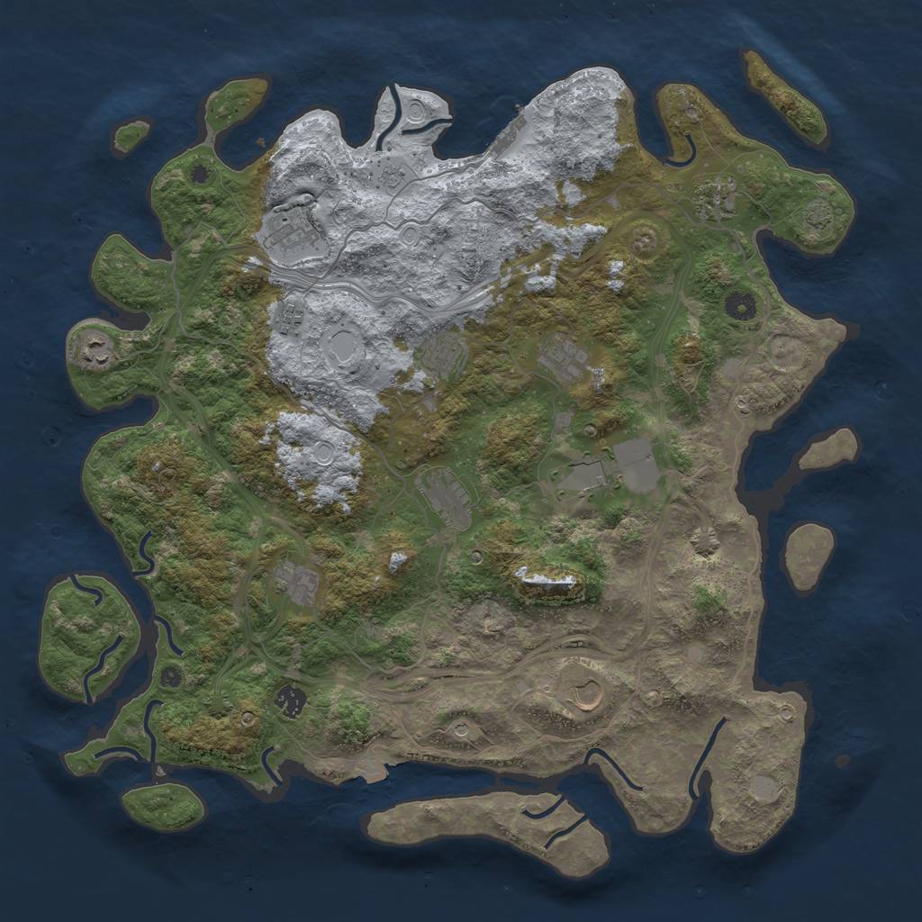 Rust Map: Procedural Map, Size: 4500, Seed: 672750, 18 Monuments