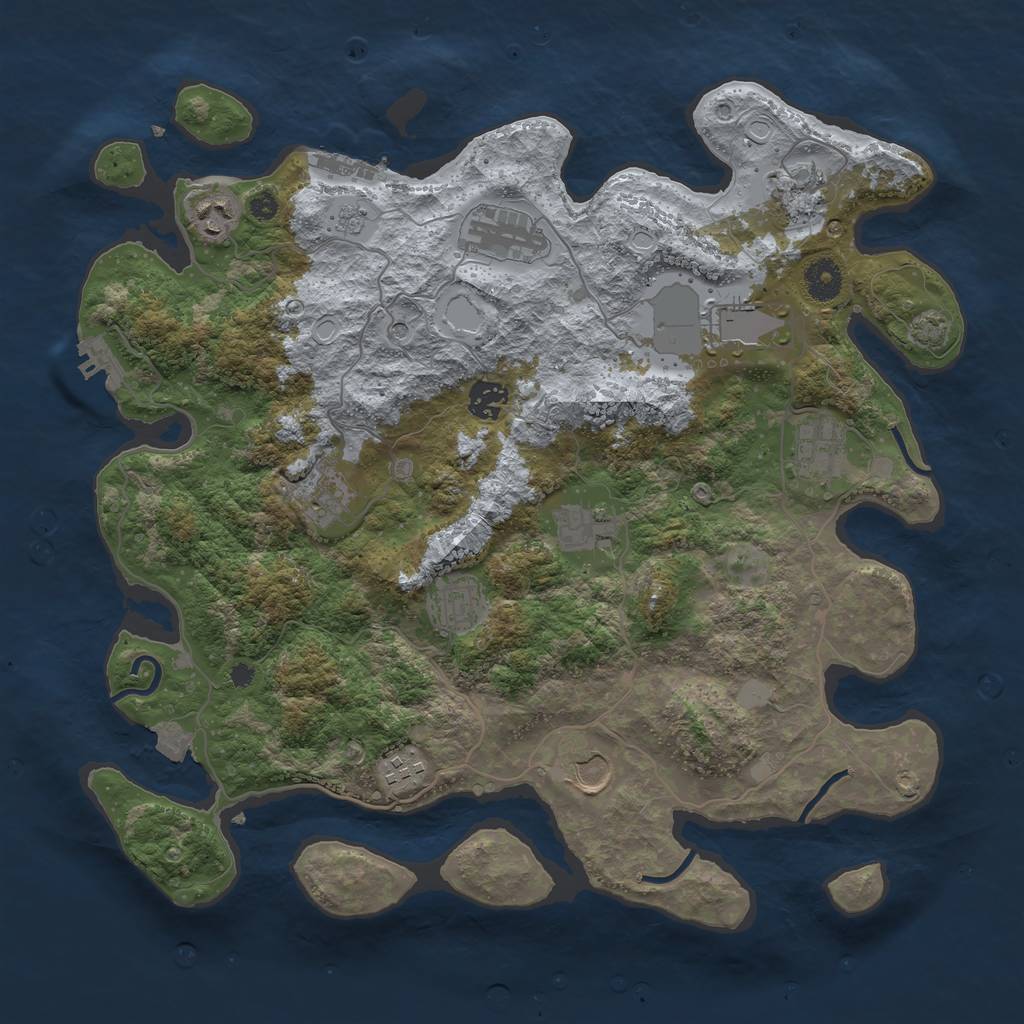 Rust Map: Procedural Map, Size: 3850, Seed: 92394516, 19 Monuments