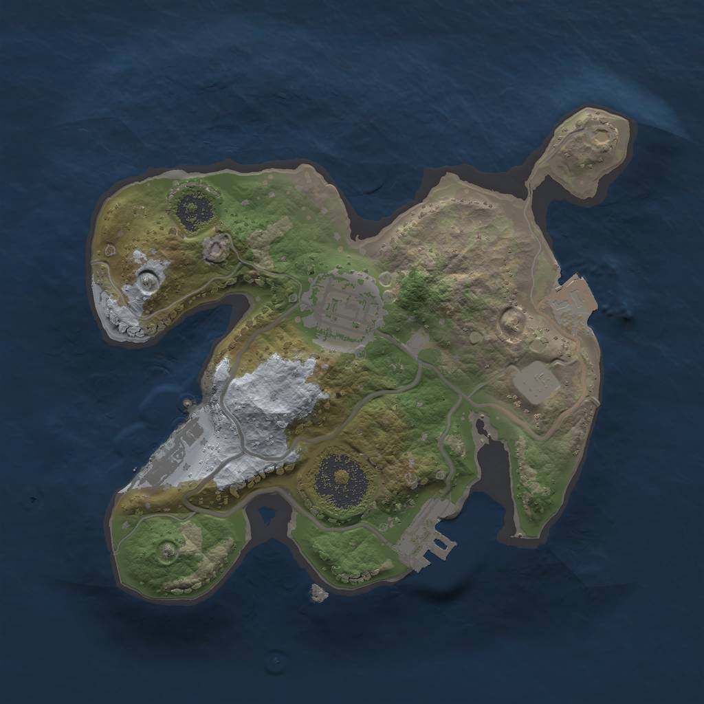 Rust Map: Procedural Map, Size: 2000, Seed: 35238, 6 Monuments