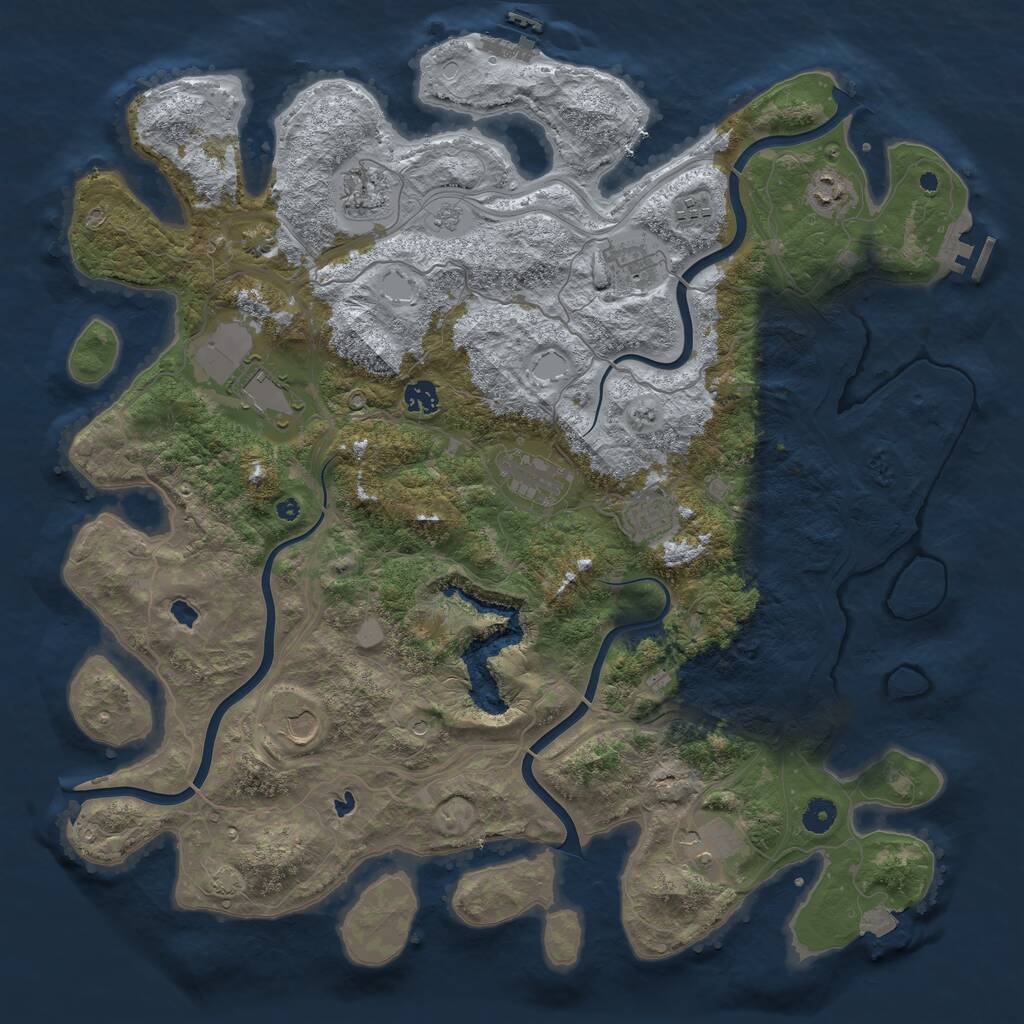 Rust Map: Procedural Map, Size: 4500, Seed: 1961974102, 16 Monuments