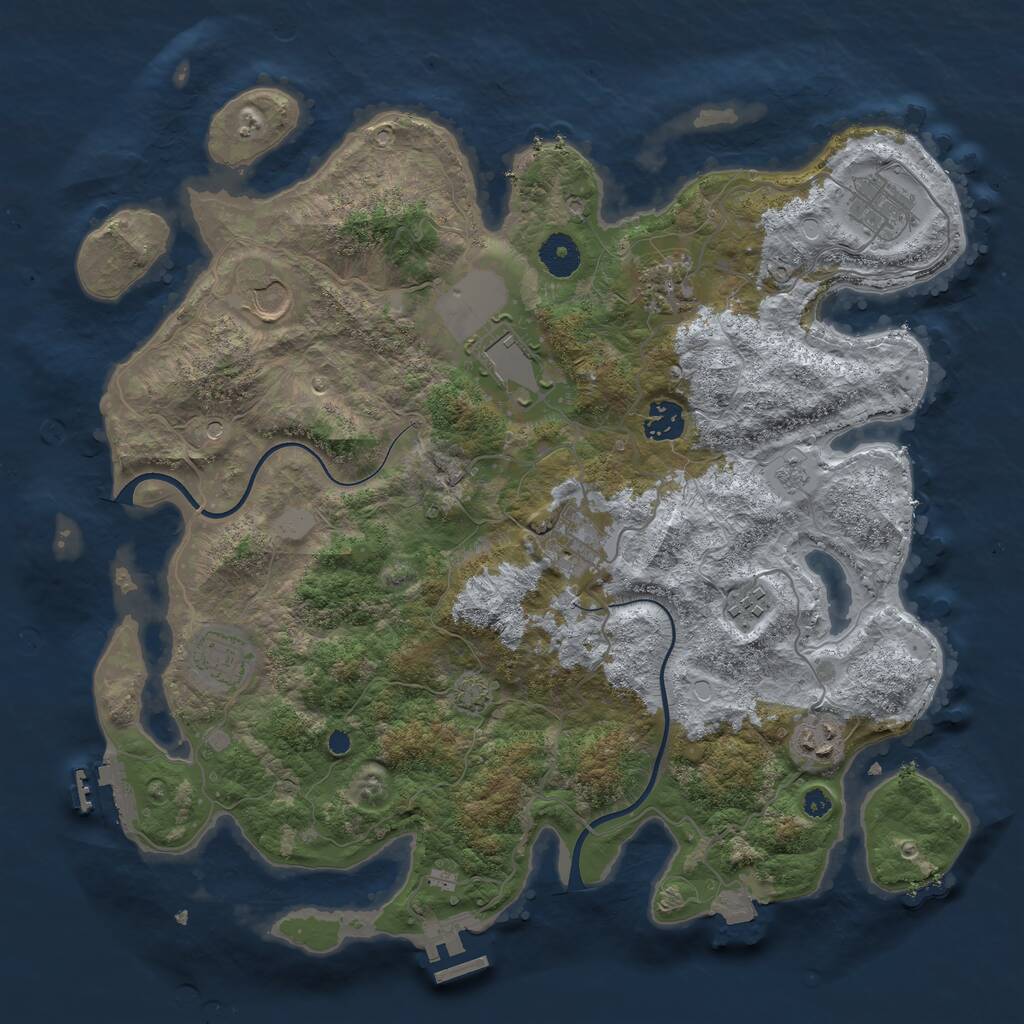 Rust Map: Procedural Map, Size: 3750, Seed: 1114349065, 15 Monuments