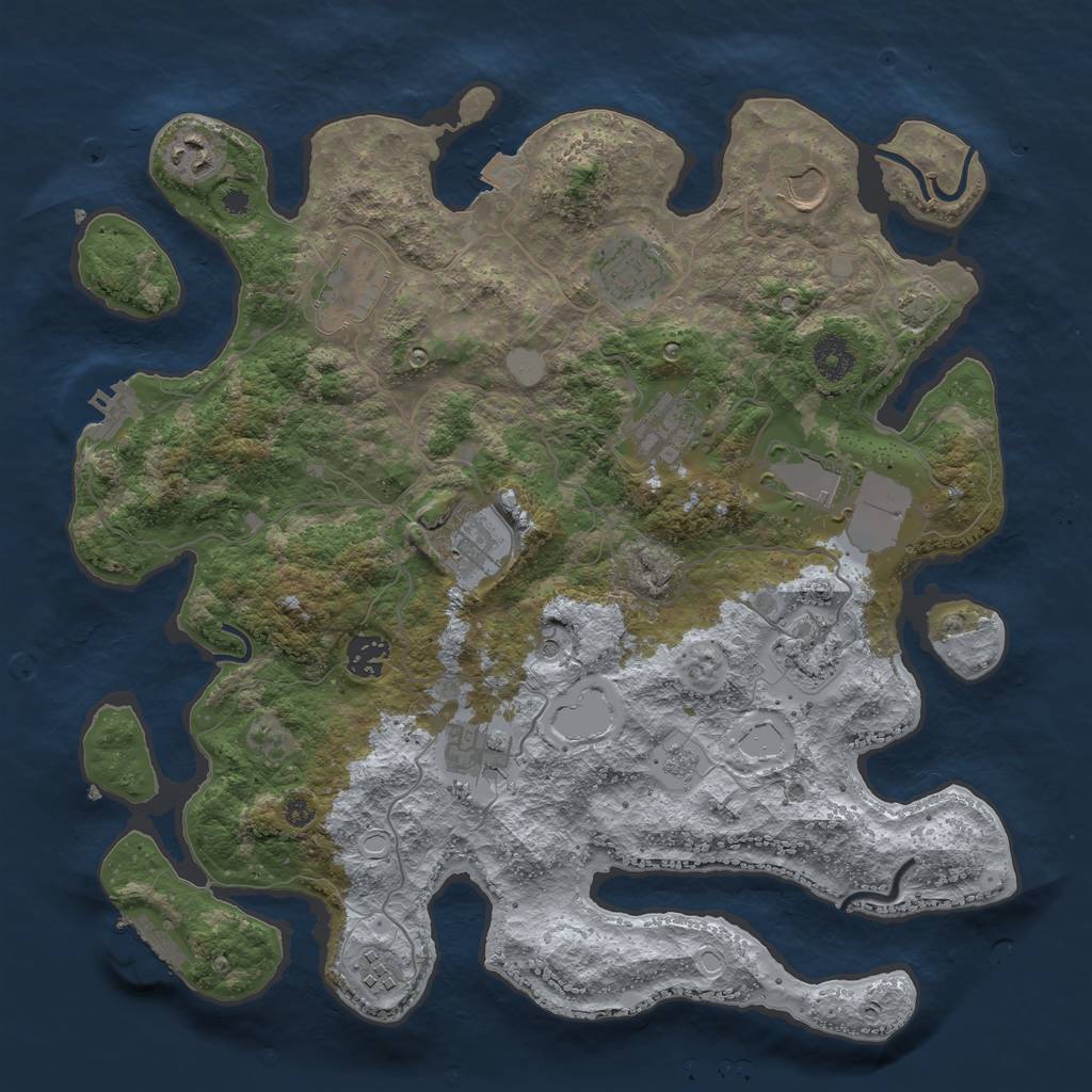 Rust Map: Procedural Map, Size: 3750, Seed: 559917279, 19 Monuments