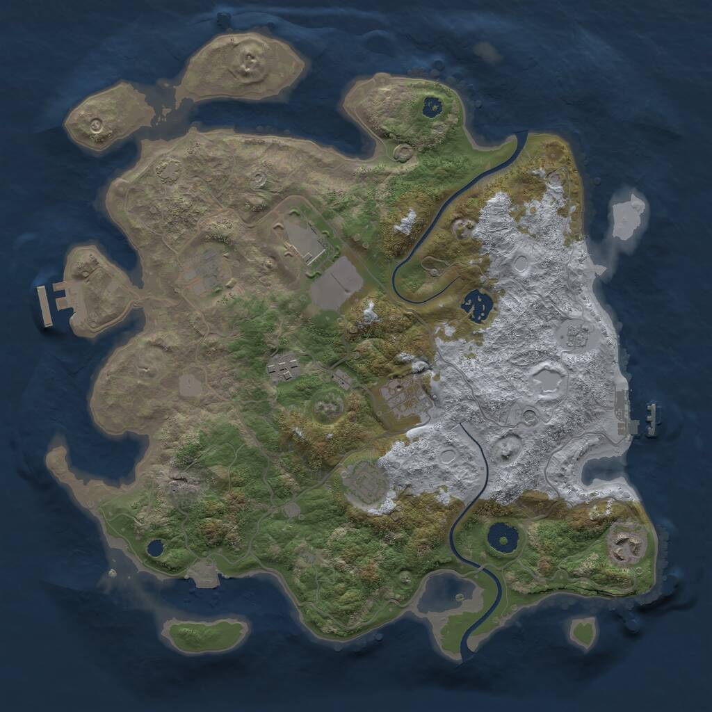Rust Map: Procedural Map, Size: 3500, Seed: 1740220727, 13 Monuments