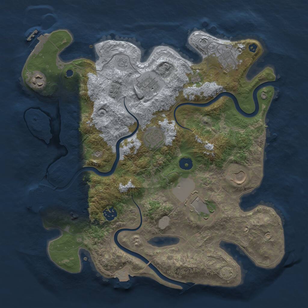 Rust Map: Procedural Map, Size: 3500, Seed: 1012419518, 14 Monuments