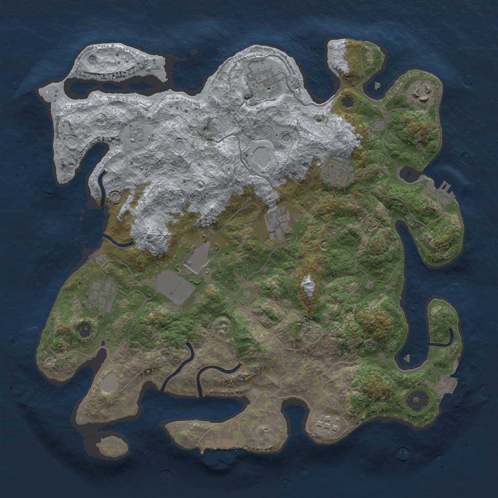 Rust Map: Procedural Map, Size: 3500, Seed: 1685259048, 15 Monuments
