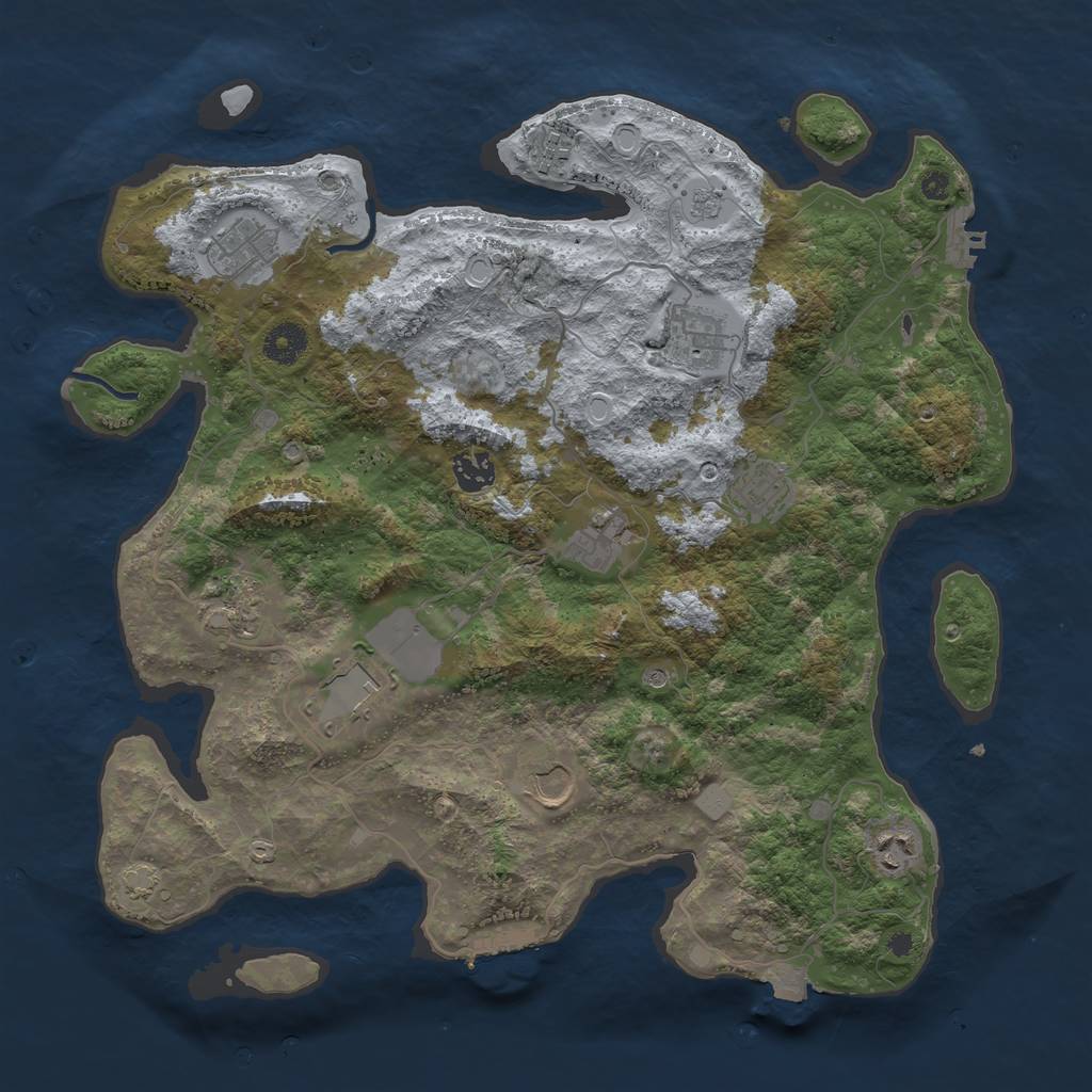 Rust Map: Procedural Map, Size: 3850, Seed: 49441887, 18 Monuments