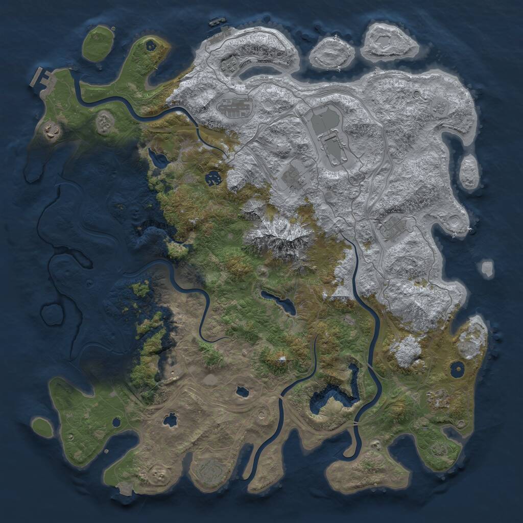 Rust Map: Procedural Map, Size: 5000, Seed: 431, 16 Monuments