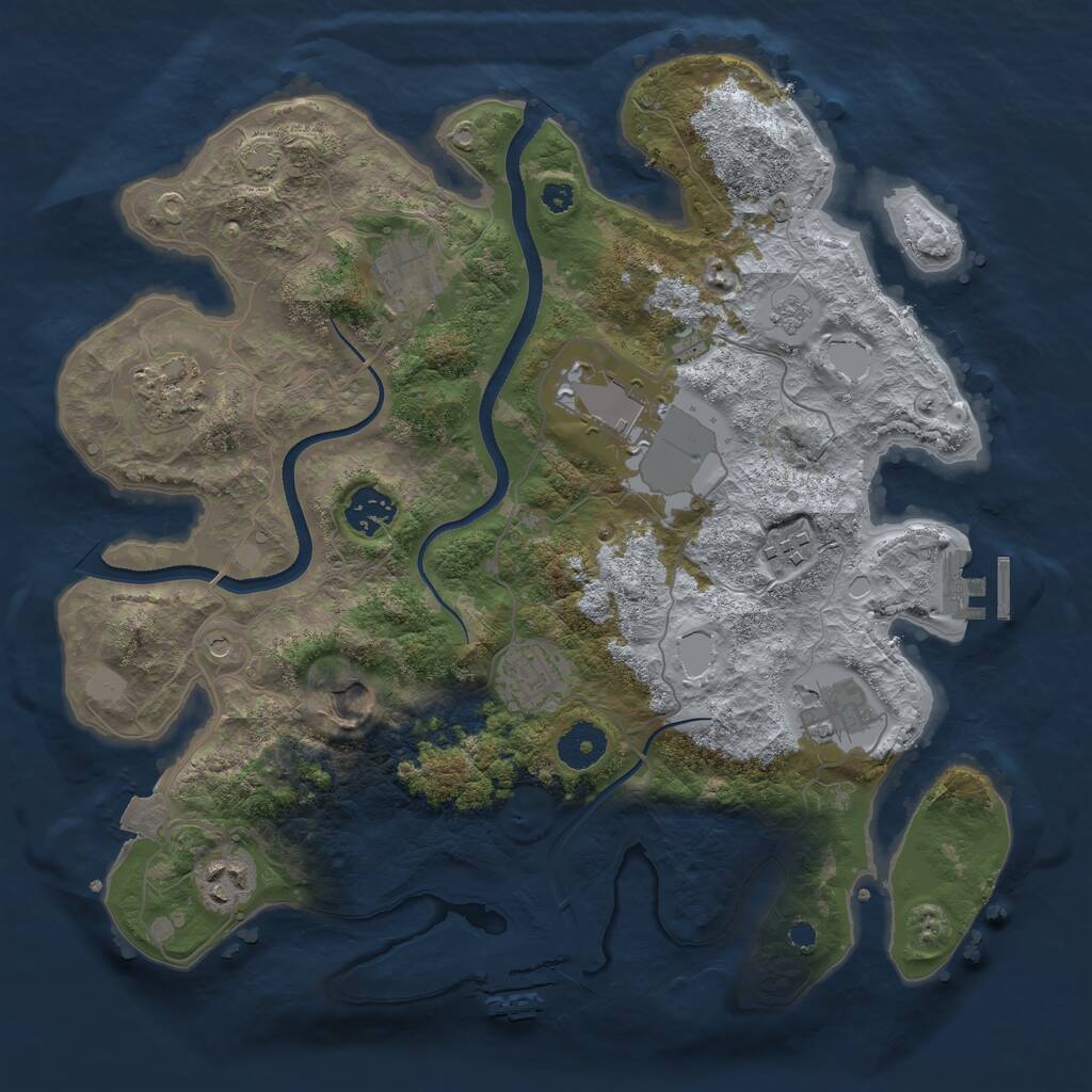 Rust Map: Procedural Map, Size: 3500, Seed: 52595, 15 Monuments