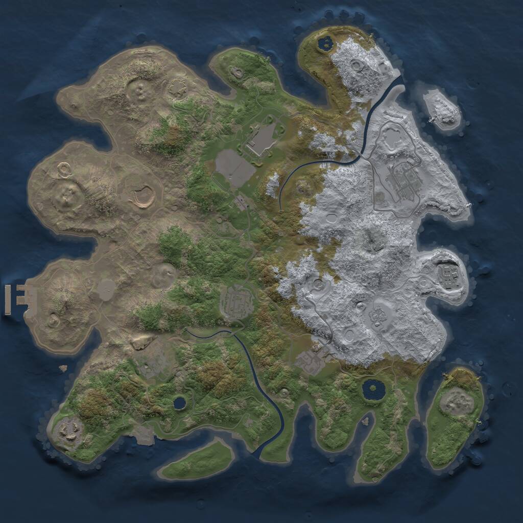 Rust Map: Procedural Map, Size: 3500, Seed: 52595, 13 Monuments