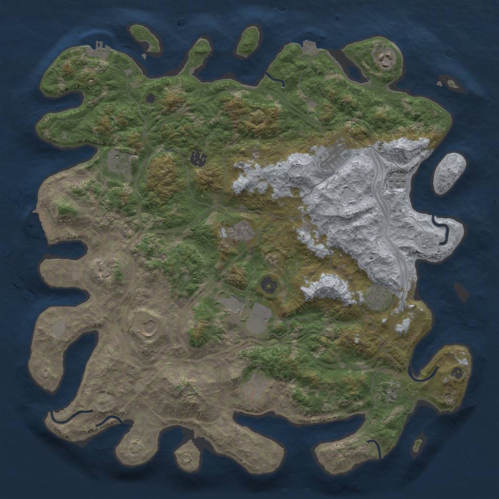 Rust Map: Procedural Map, Size: 4500, Seed: 651253856, 19 Monuments