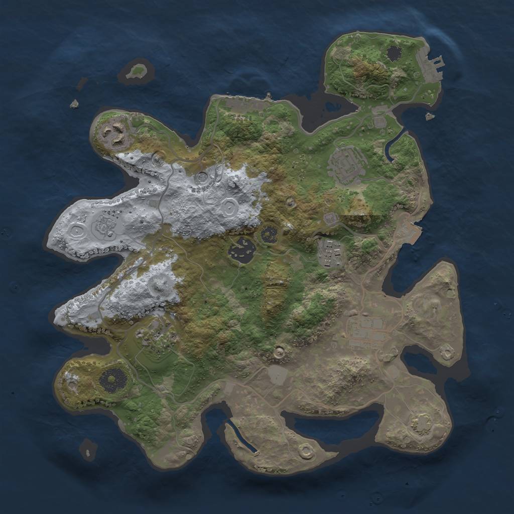 Rust Map: Procedural Map, Size: 3000, Seed: 965868550, 14 Monuments