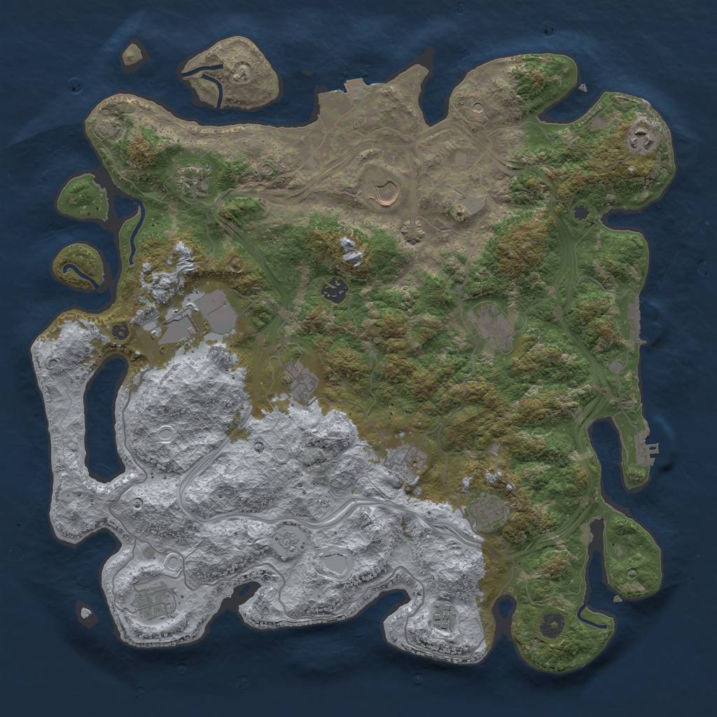 Rust Map: Procedural Map, Size: 4300, Seed: 450353471, 19 Monuments