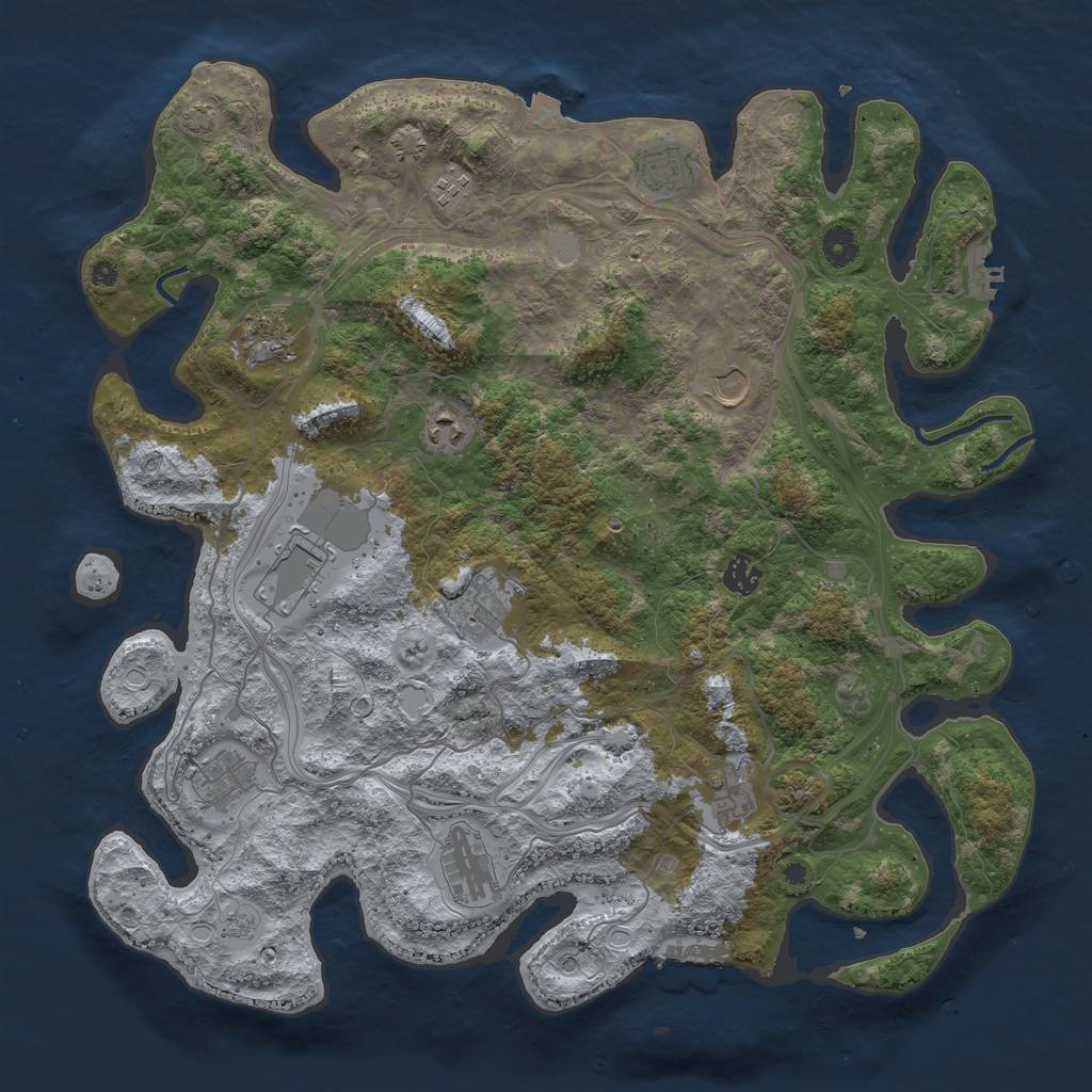 Rust Map: Procedural Map, Size: 4300, Seed: 622335597, 19 Monuments