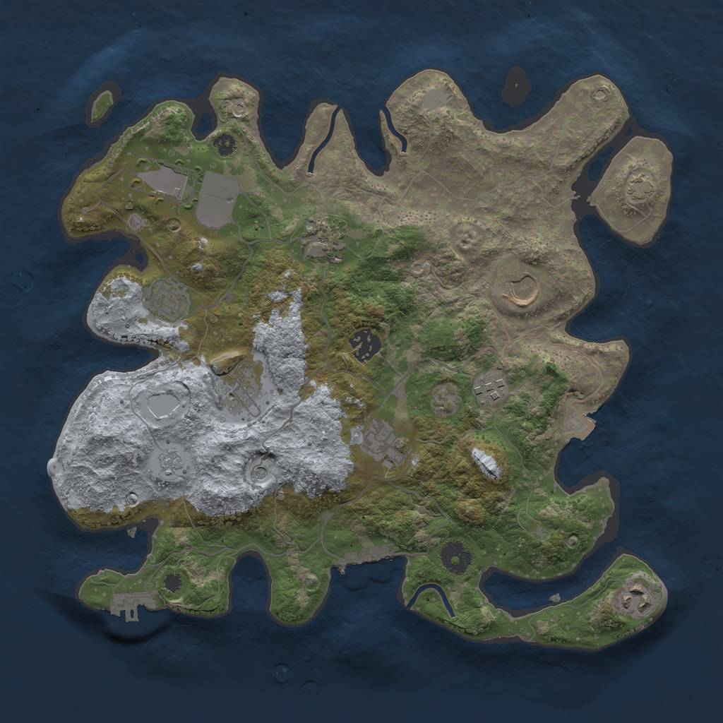 Rust Map: Procedural Map, Size: 3500, Seed: 754266020, 17 Monuments