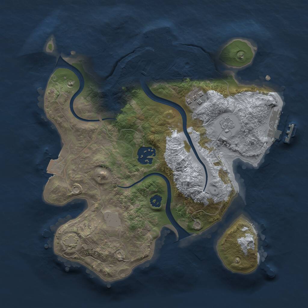 Rust Map: Procedural Map, Size: 2500, Seed: 9051, 7 Monuments