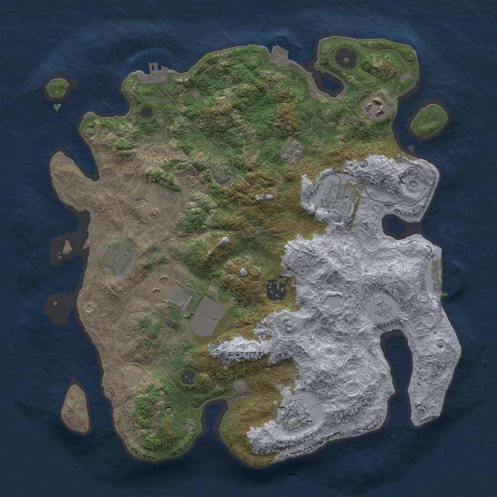 Rust Map: Procedural Map, Size: 3500, Seed: 540817207, 16 Monuments