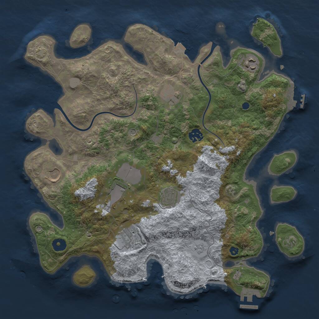 Rust Map: Procedural Map, Size: 3550, Seed: 62220850, 13 Monuments