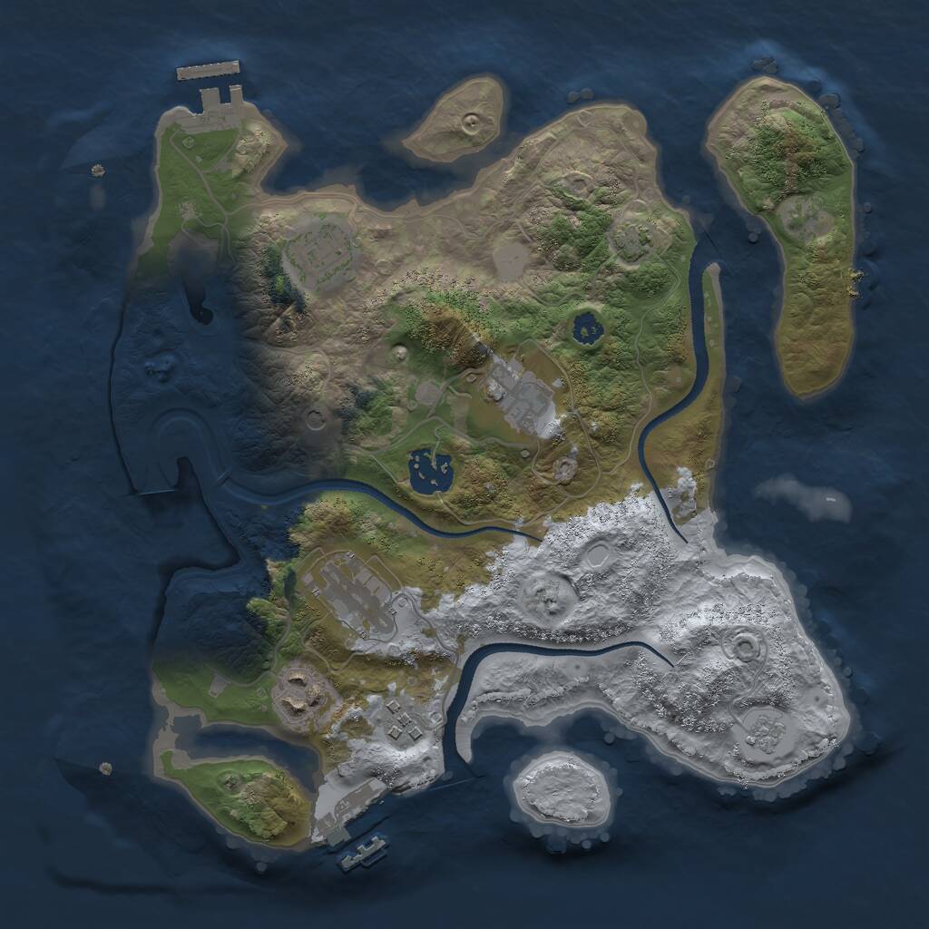 Rust Map: Procedural Map, Size: 3000, Seed: 27258, 12 Monuments