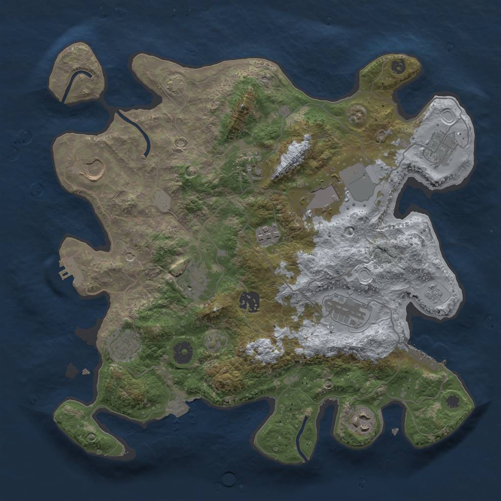 Rust Map: Procedural Map, Size: 3500, Seed: 451511611, 18 Monuments