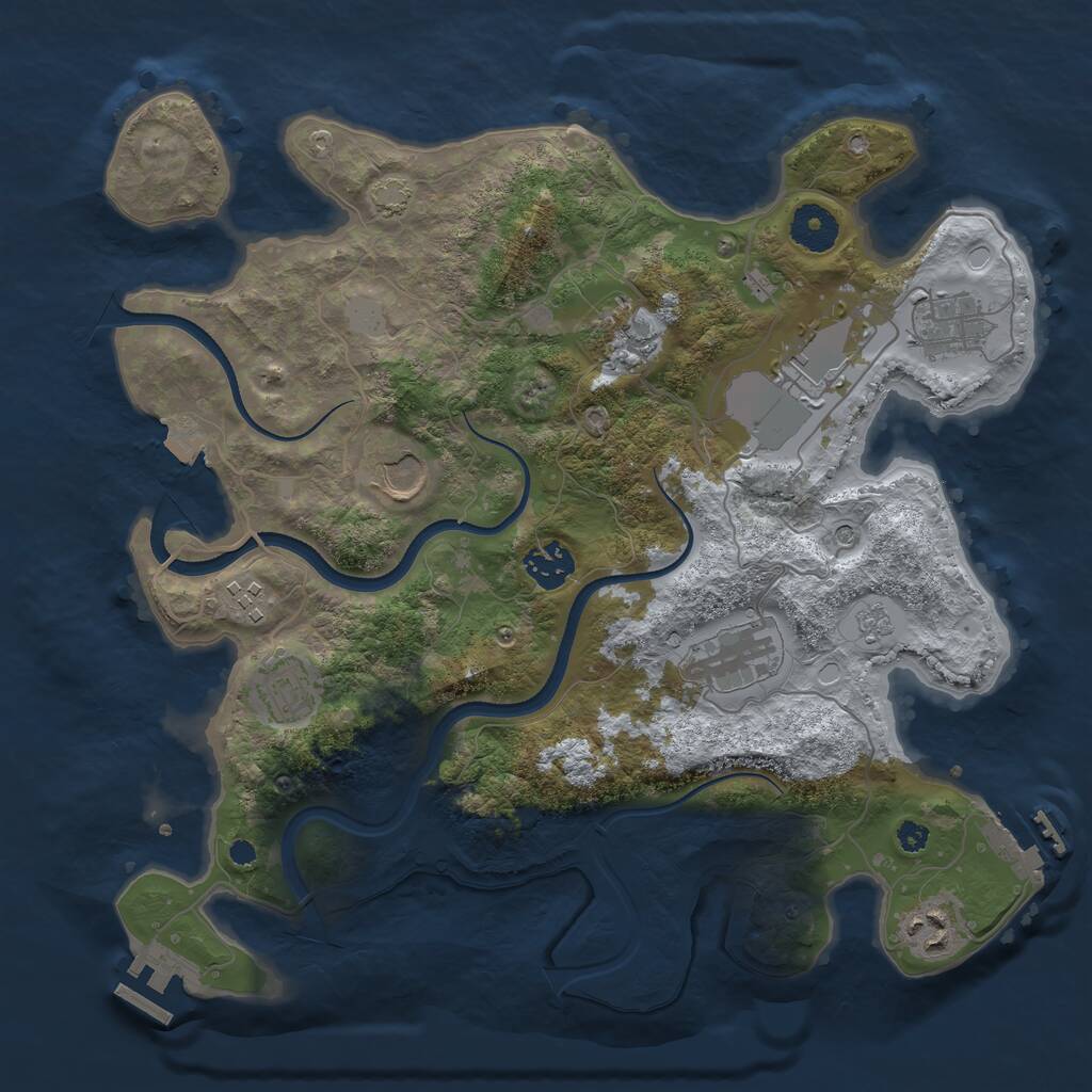 Rust Map: Procedural Map, Size: 3500, Seed: 451511611, 15 Monuments