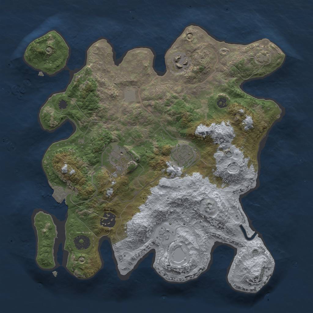 Rust Map: Procedural Map, Size: 3000, Seed: 5441, 9 Monuments