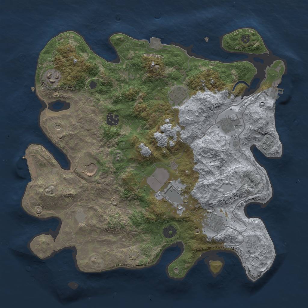 Rust Map: Procedural Map, Size: 3500, Seed: 179437023, 16 Monuments