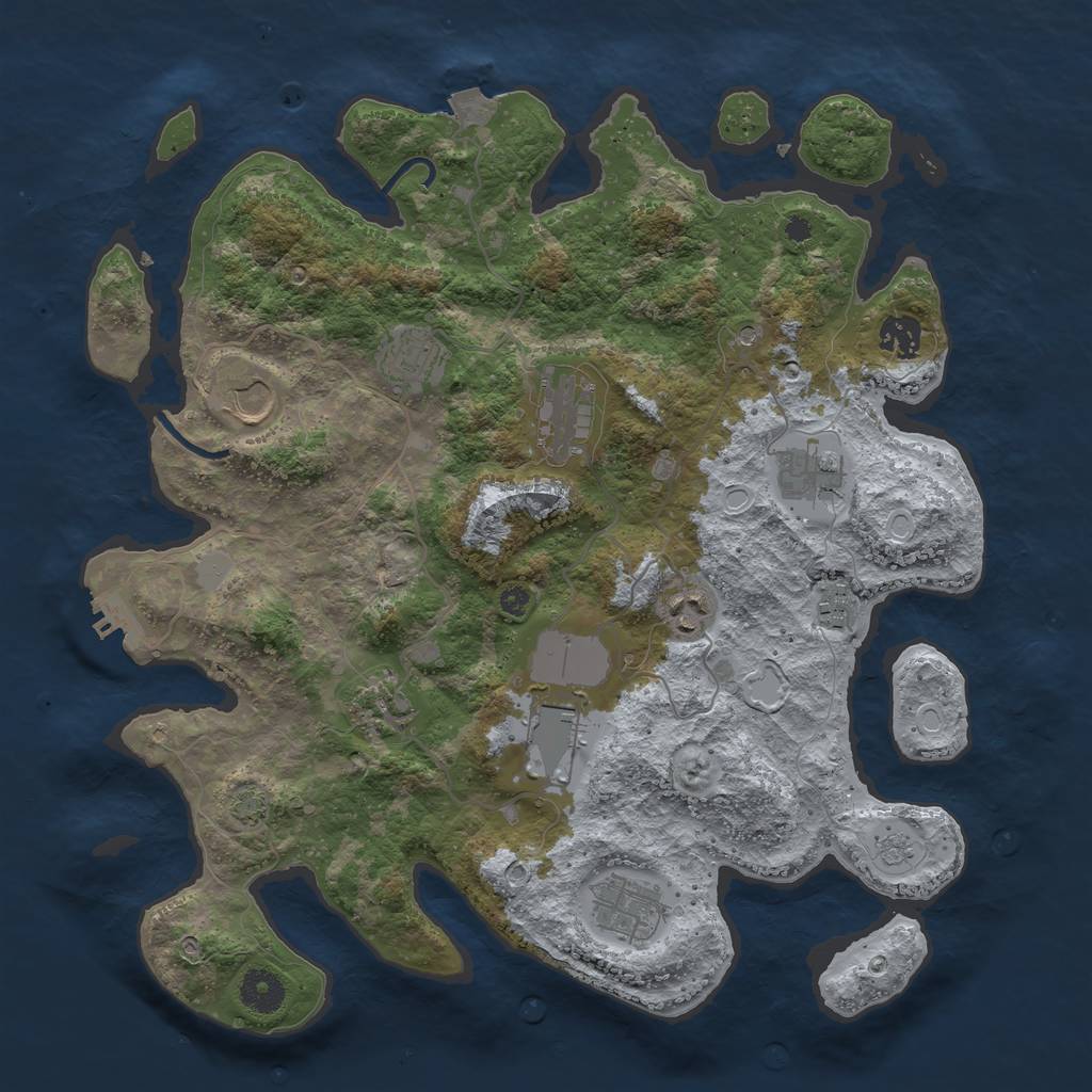 Rust Map: Procedural Map, Size: 3750, Seed: 505717073, 17 Monuments