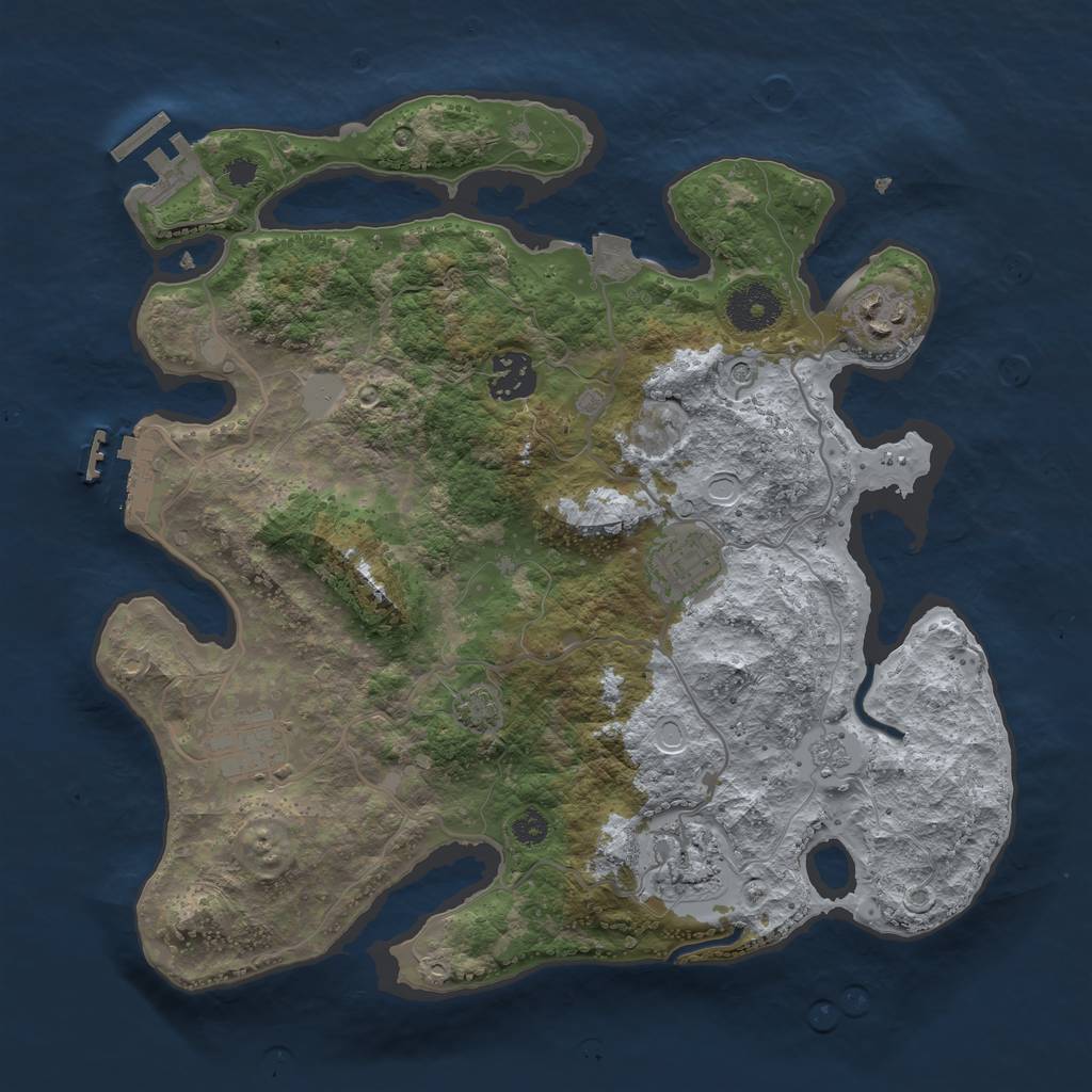 Rust Map: Procedural Map, Size: 3250, Seed: 1445065009, 13 Monuments