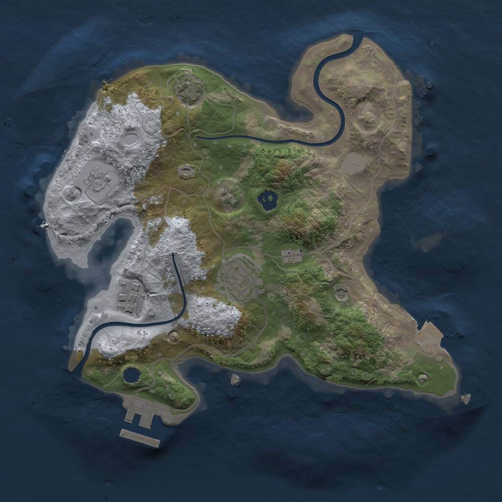 Rust Map: Procedural Map, Size: 2500, Seed: 124235463, 7 Monuments