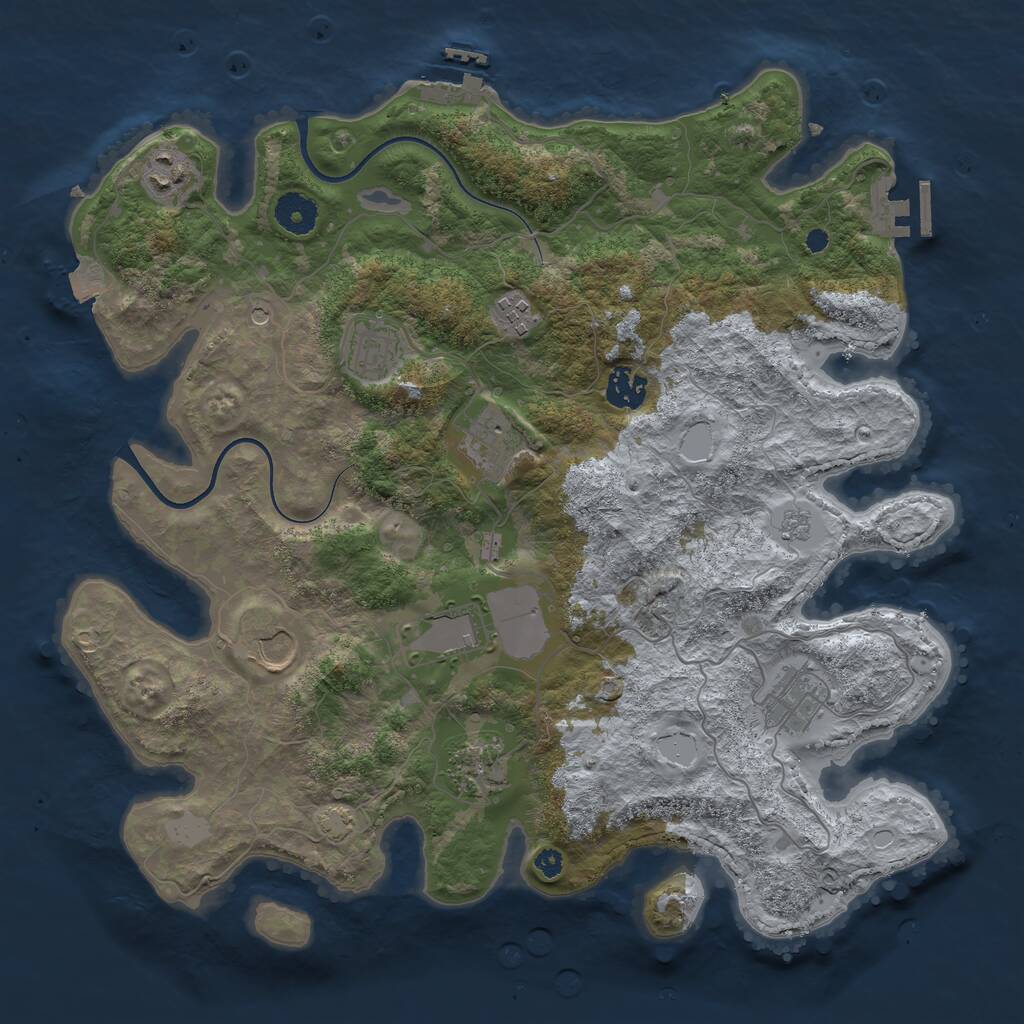Rust Map: Procedural Map, Size: 3700, Seed: 1811989992, 15 Monuments
