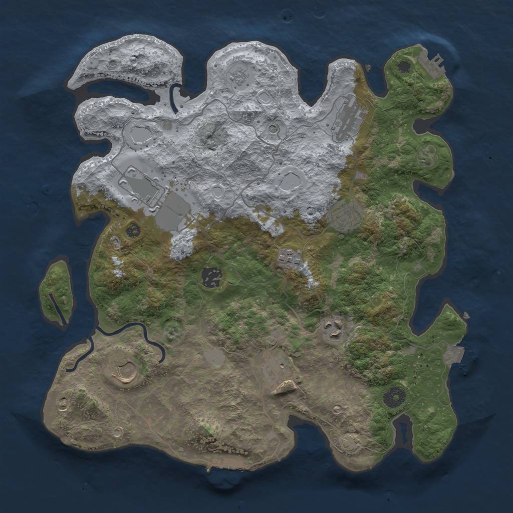 Rust Map: Procedural Map, Size: 3600, Seed: 1072723286, 16 Monuments
