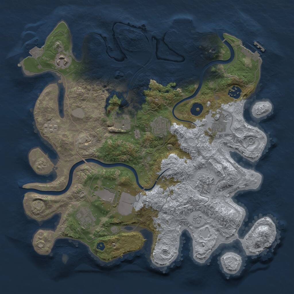 Rust Map: Procedural Map, Size: 3500, Seed: 773311730, 15 Monuments