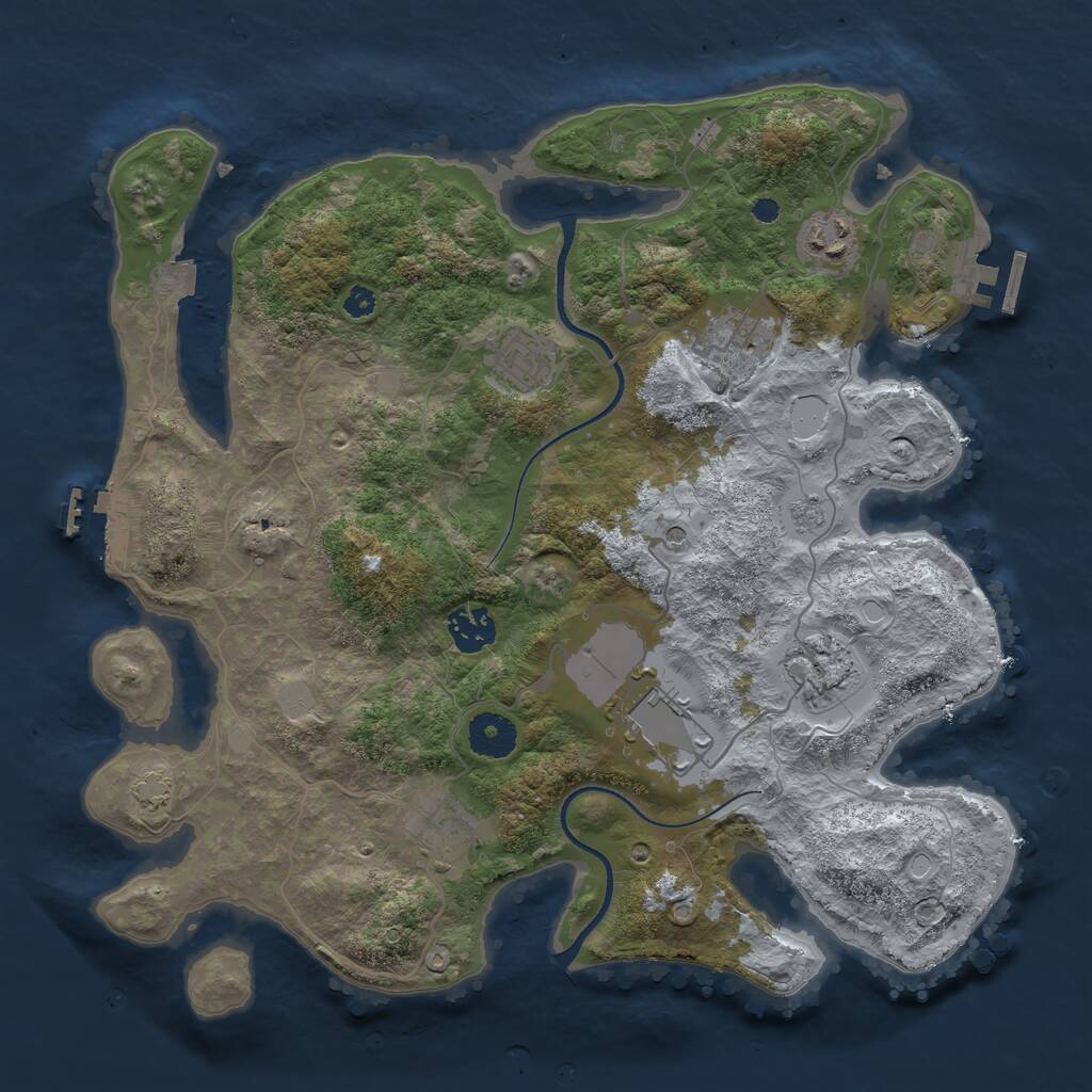 Rust Map: Procedural Map, Size: 3500, Seed: 864095703, 13 Monuments