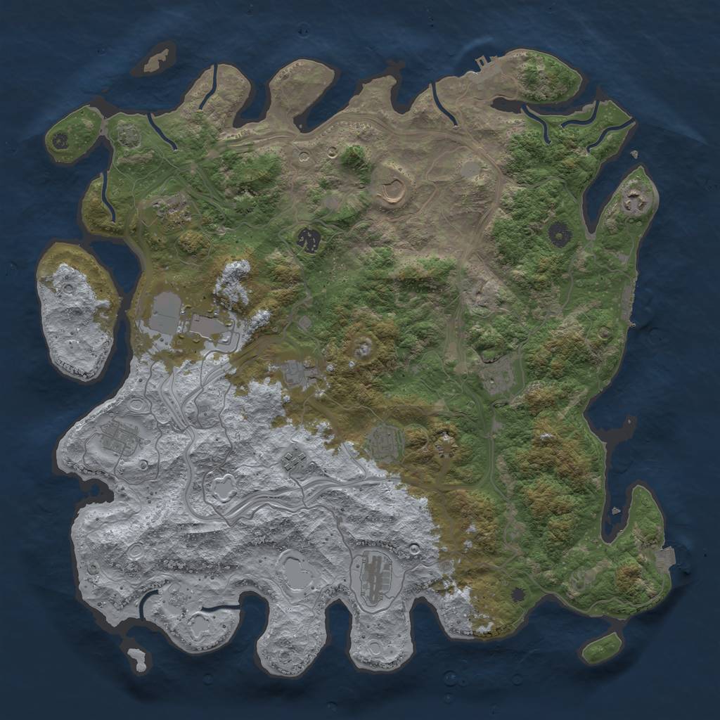 Rust Map: Procedural Map, Size: 4500, Seed: 1356562643, 19 Monuments