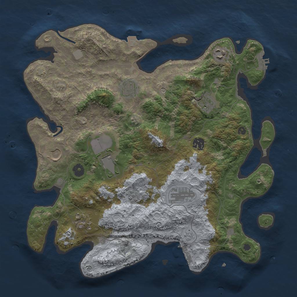 Rust Map: Procedural Map, Size: 3700, Seed: 1598282545, 17 Monuments