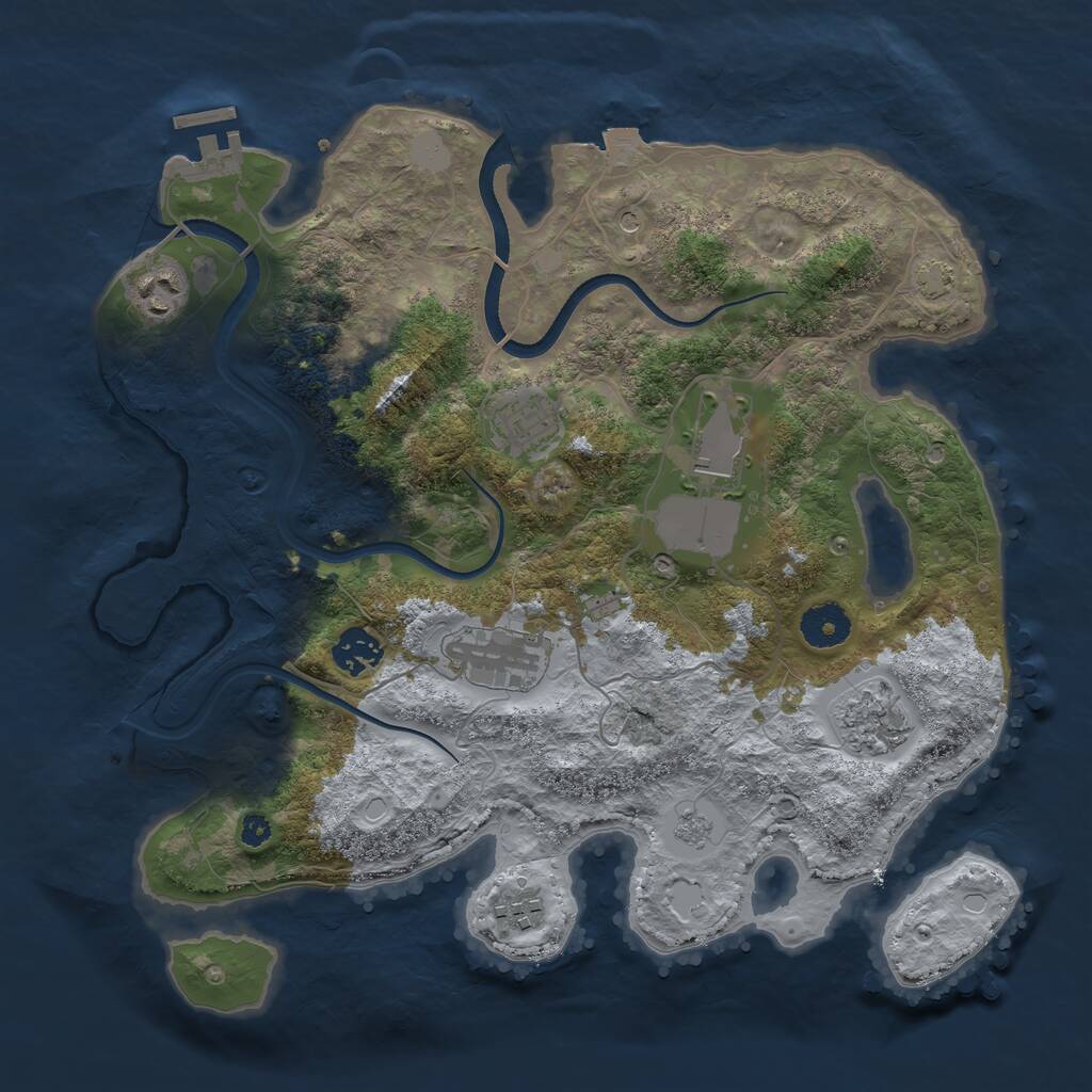 Rust Map: Procedural Map, Size: 3500, Seed: 849136195, 12 Monuments