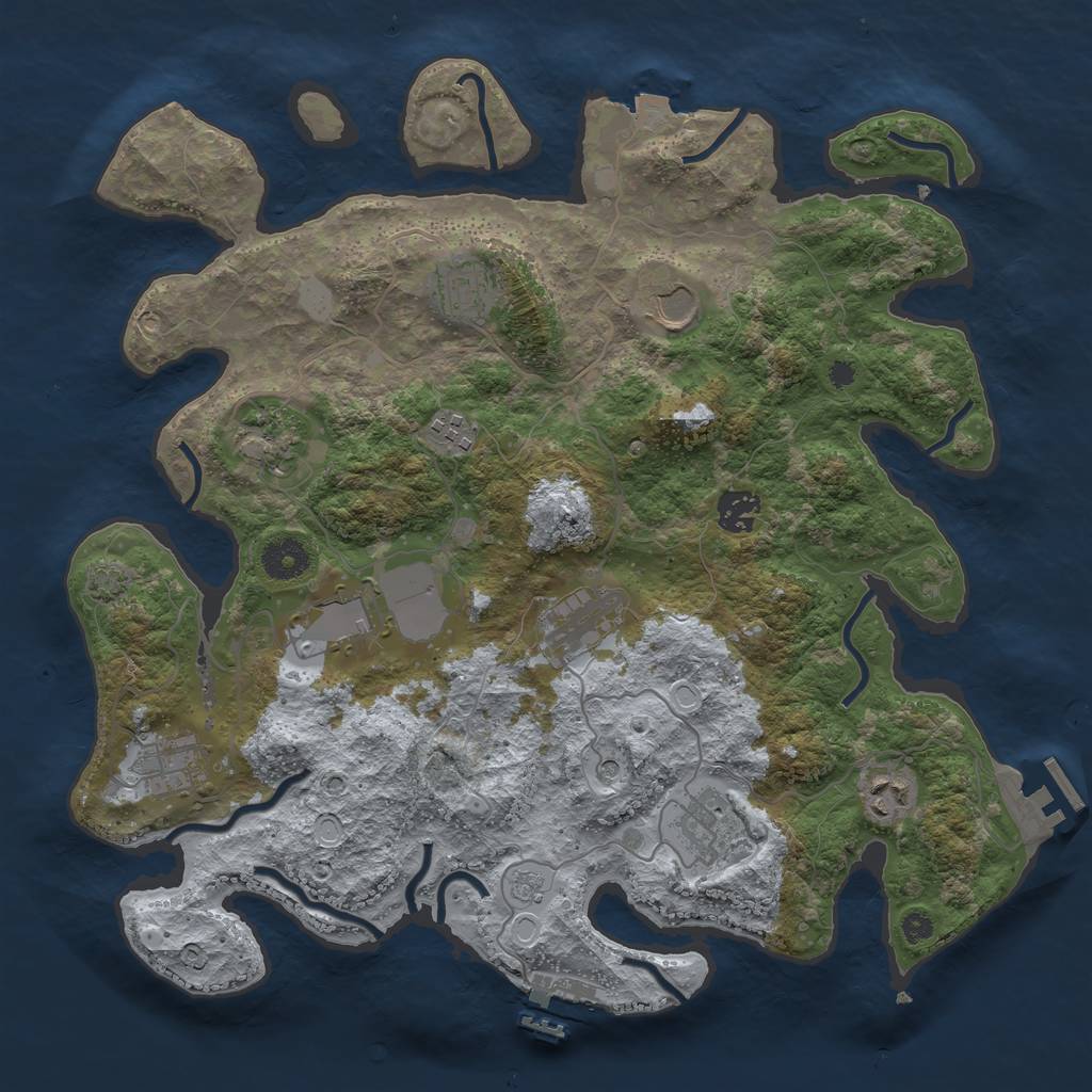 Rust Map: Procedural Map, Size: 3700, Seed: 1066292501, 18 Monuments