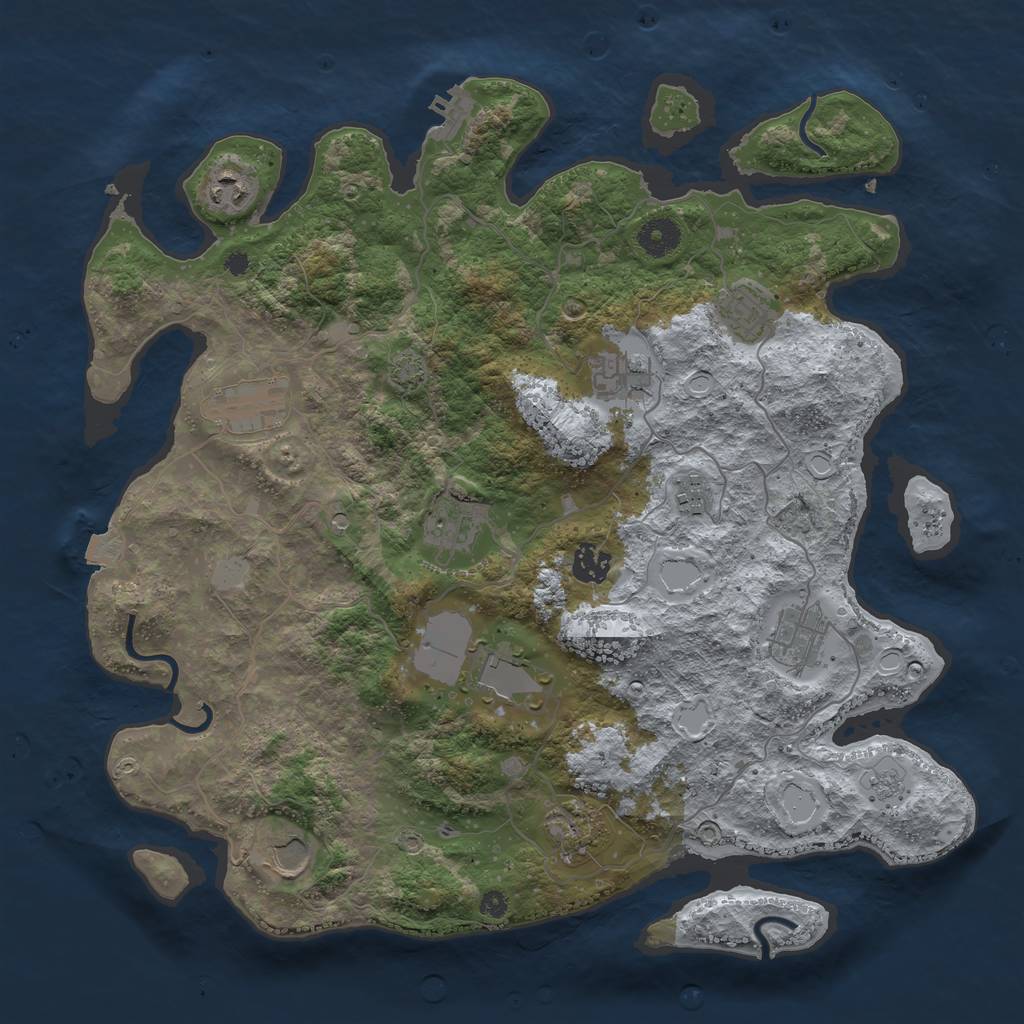 Rust Map: Procedural Map, Size: 3850, Seed: 52469224, 18 Monuments