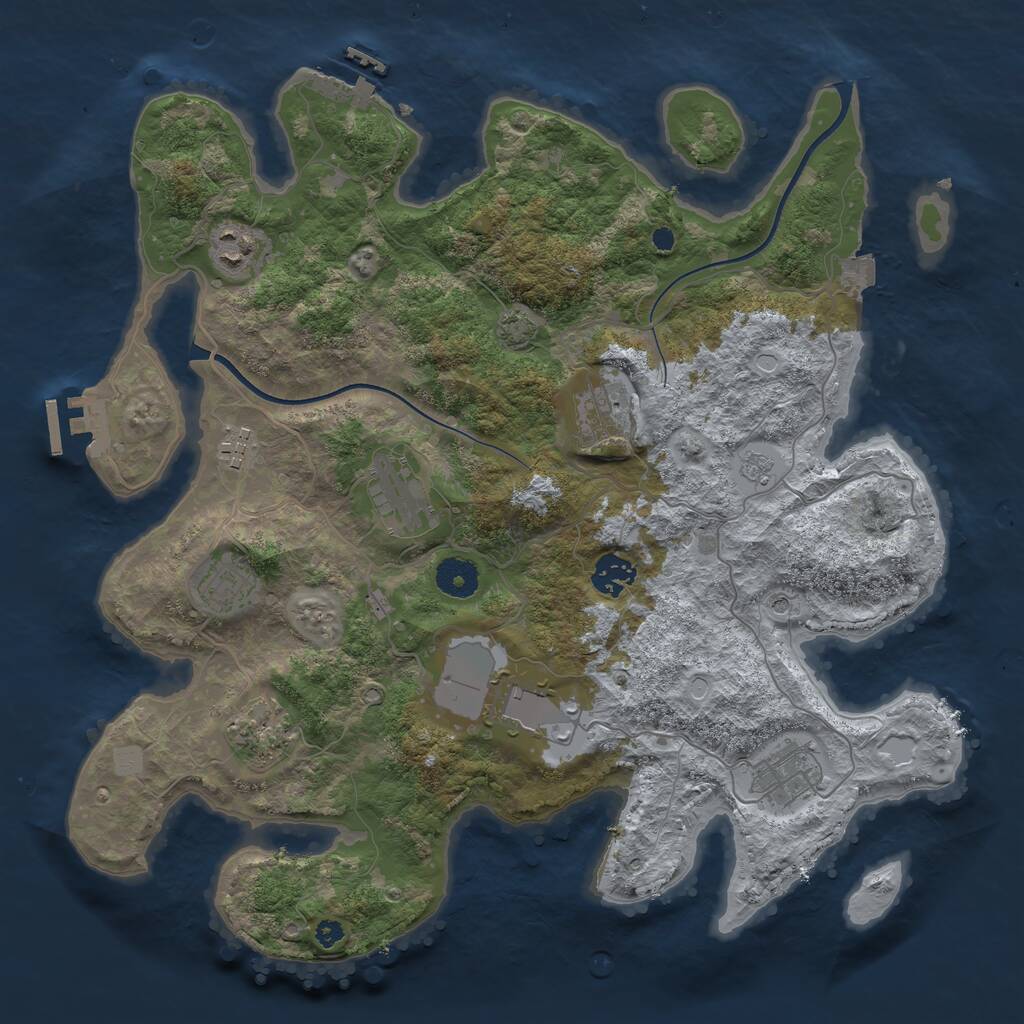 Rust Map: Procedural Map, Size: 3700, Seed: 1657891799, 15 Monuments