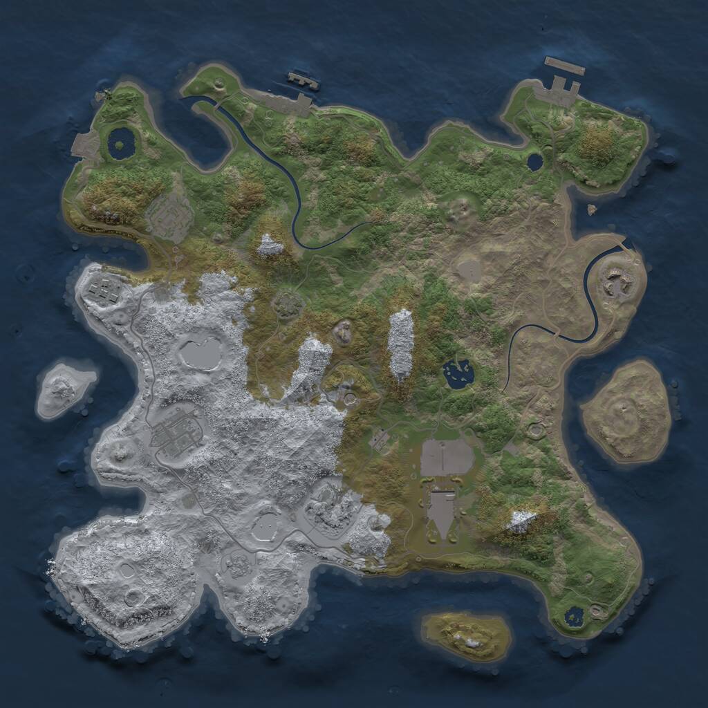 Rust Map: Procedural Map, Size: 3500, Seed: 1915796657, 13 Monuments