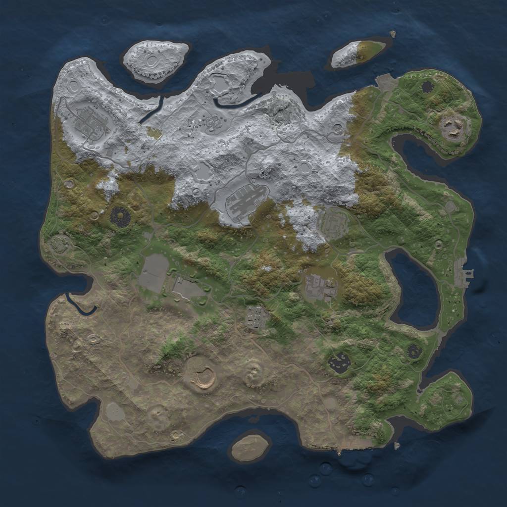 Rust Map: Procedural Map, Size: 3650, Seed: 356621801, 17 Monuments