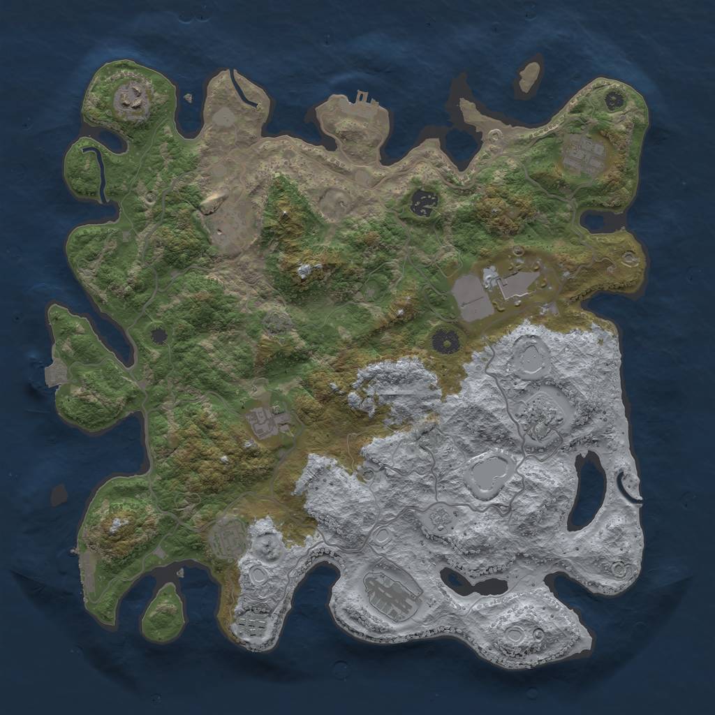 Rust Map: Procedural Map, Size: 4000, Seed: 6227432, 18 Monuments